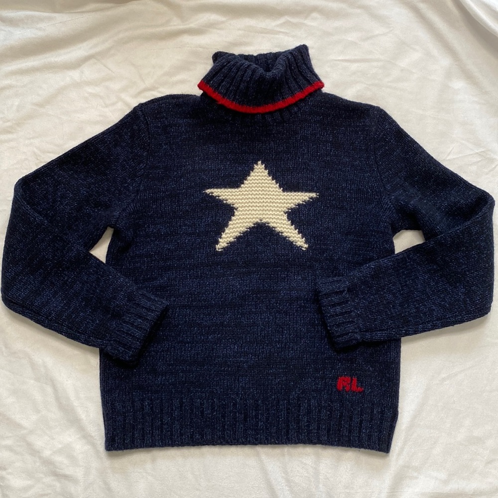 Vintage 90s Ralph Lauren Star Sweater Wool Silk Blend With Tags